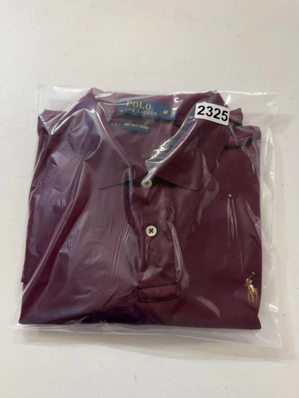 Polo Ralph Lauren Pima Soft Touch Long Sleeve Polo Shirt Men's Medium Burgundy